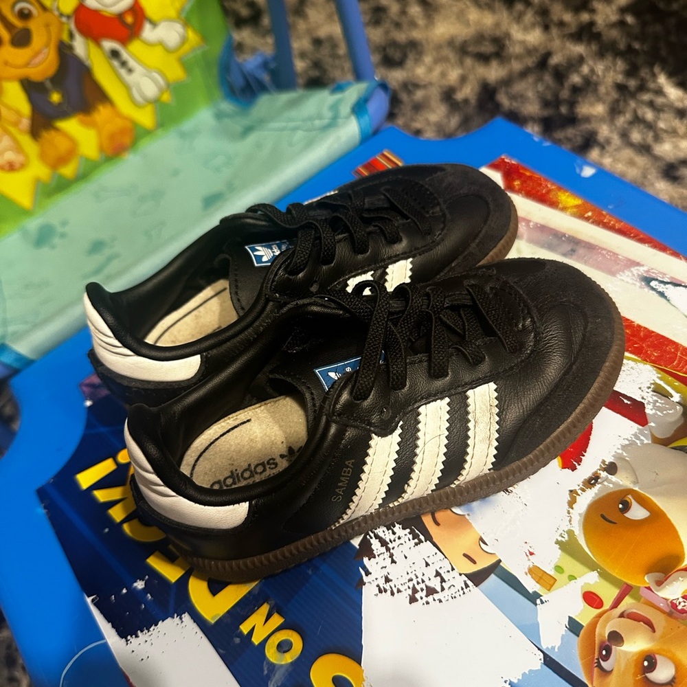 Adidas Samba Black Leather Sneakers with White Stripes